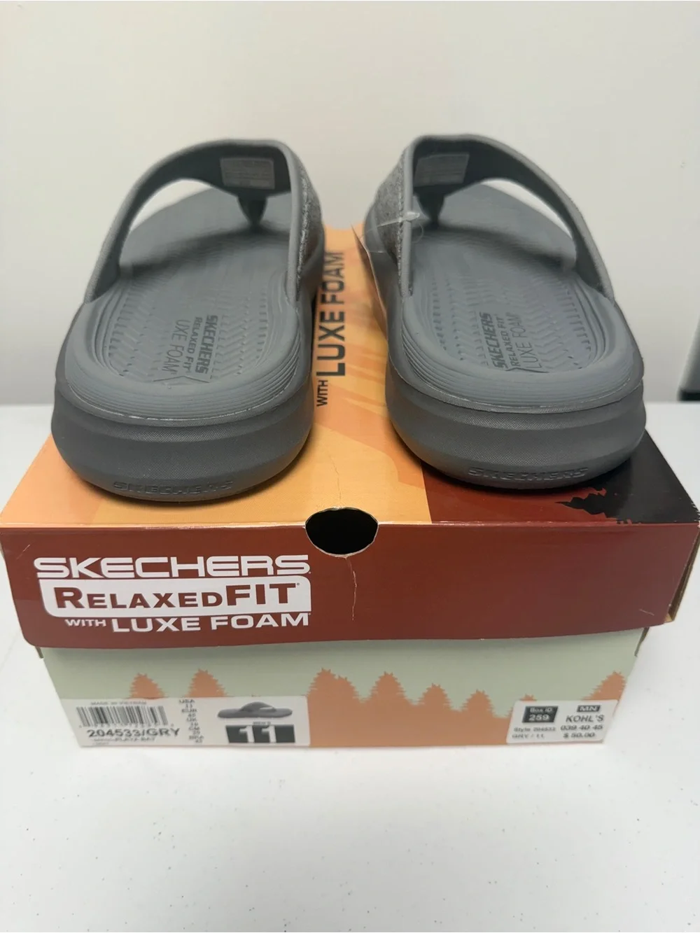 Skechers Men’s Playa Bay Grey Sandals Size 11 NWT